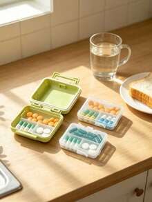 Mini 6-Compartment Portable Pill Box, Medicine Storage Box, Travel Pill Box, 6-Compartment Small Pill Box, Printed With "All My Medications" And Pill Pattern, Sealable Pill Box, 6-Day Weekly Pill Box, First Travel Pill Box, Daily Vitamin Pill Box, Pocket Pill Box, Exquisite Storage Box, Essential For Home And Travel. - Multicolor - View 8