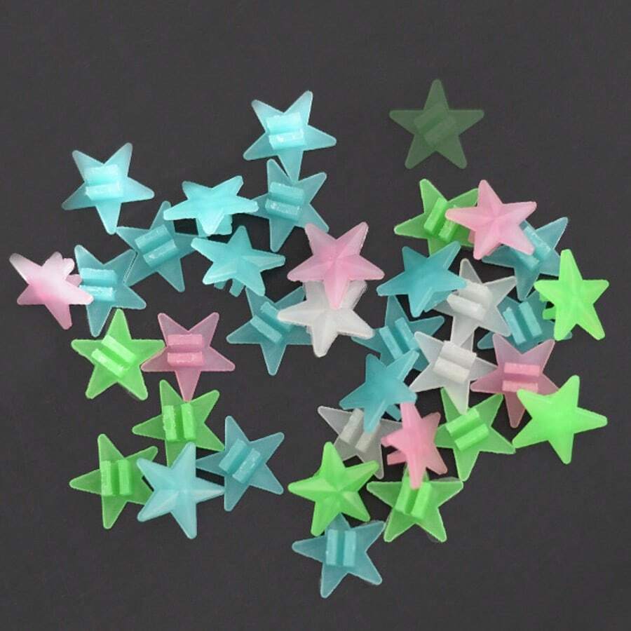 60Pcs/36Pcs Glow‑In‑The‑Dark Spoke Beads, Mixed Heart Star Ball Moon Clip‑On Wheel Decor For Bicycle - Multicolor - View 1