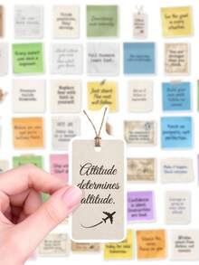 50pcs/Pack Vintage Memo Inspirational English Quote Stickers, Graffiti Decorative Stickers, Suitable For Suitcase, Laptop, Refrigerator, Phone Case, Water Bottle And Any Other Place, Self-Adhesive DIY Stickers - 1 Set - View 2