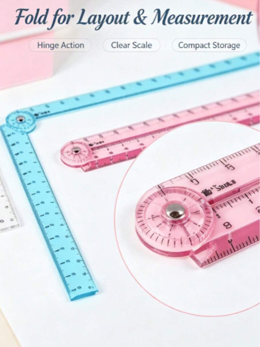 1pc 30cm Colorful Transparent Folding Ruler, Flexible Anti-Bend Design, Portable Student Drawing Straight Ruler, Multi-Purpose School And Office Stationery, Practical Drawing Measurement Tool, Ideal Classmate Gift, Cute Back To School Gift - Multiple Styles - View 1