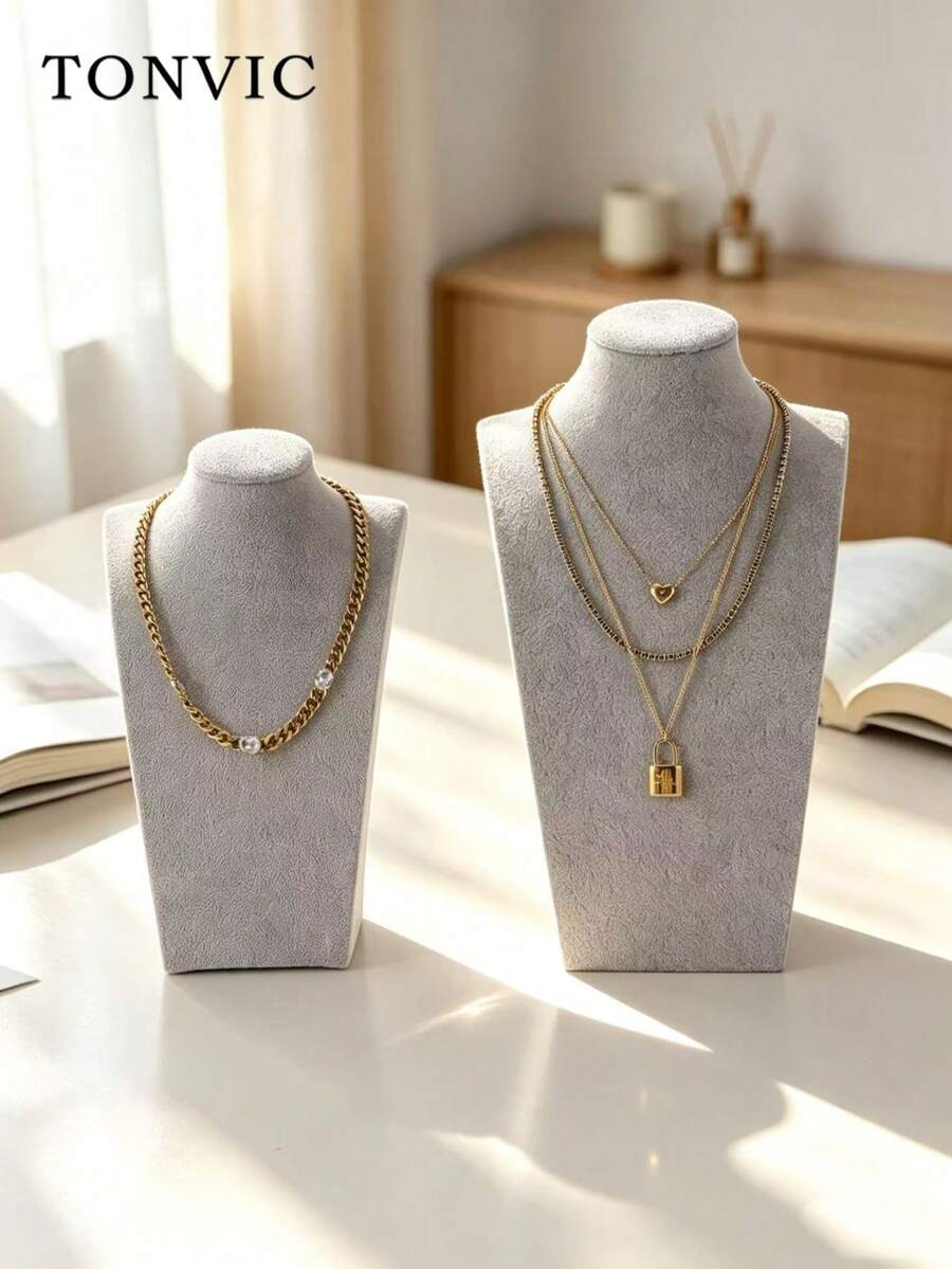 TONVIC 1pc Chain Necklace Display Stand, H-Shaped Pendant Necklace Jewelry Storage Rack - Multicolor - View 1