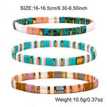 3PCS Summer Bohemian Style TILA Bead Bracelets, High-End Minimalist Elastic Design TL Bracelet Set, Stackable TL Bracelets, Birthday Gift, Family Gift, Couple Gift, Summer Gift - Multicolor - View 5