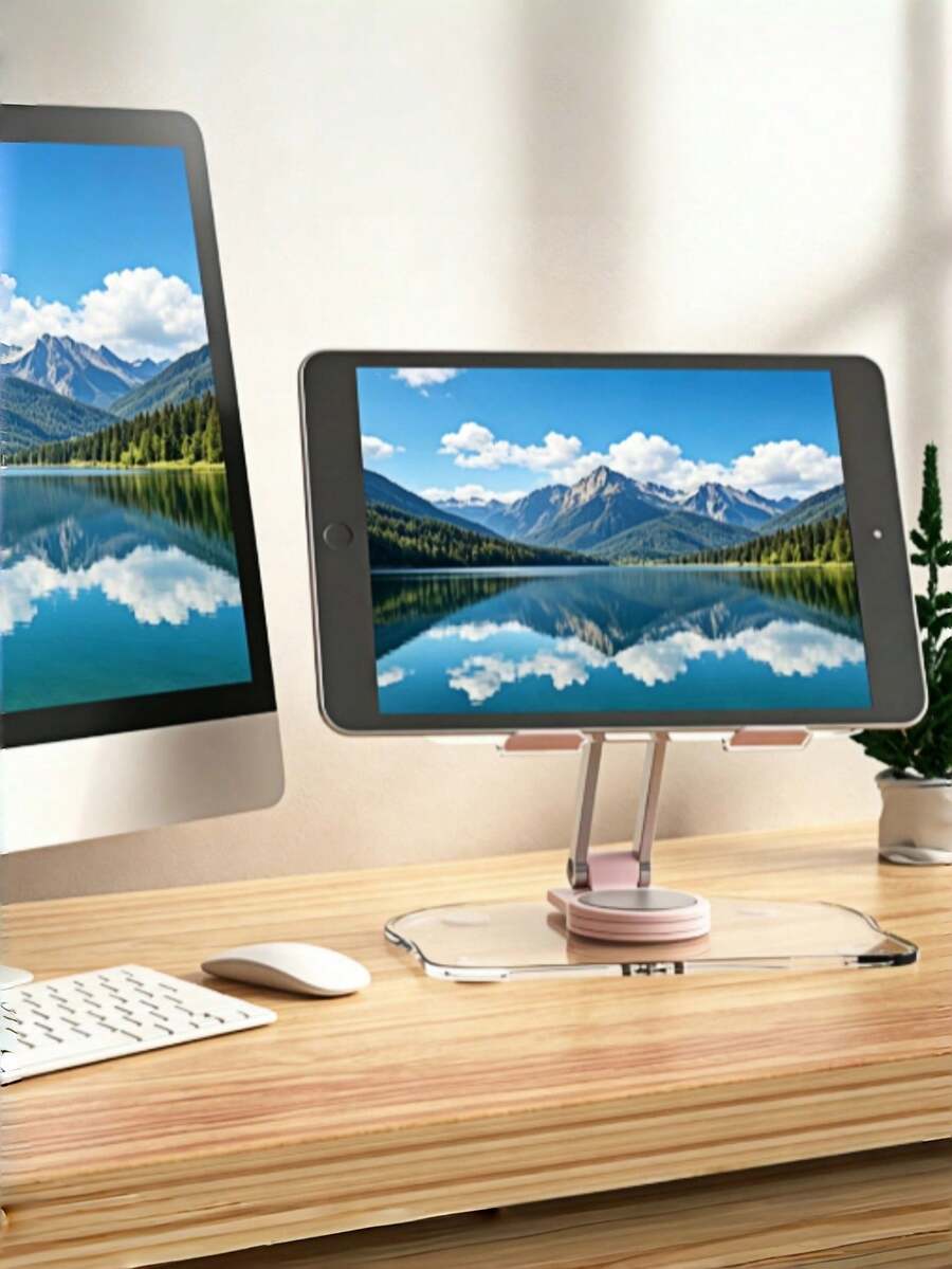 Acrylic Tablet And Phone Stand - Multi-Functional, Rotatable And Adjustable Desktop Stand. This Transparent Multi-Angle Stand Is Suitable For Home And Office Desktop Decoration, And Can Also Be Used As A Decorative Accessory For Halloween, Thanksgiving And Christmas.