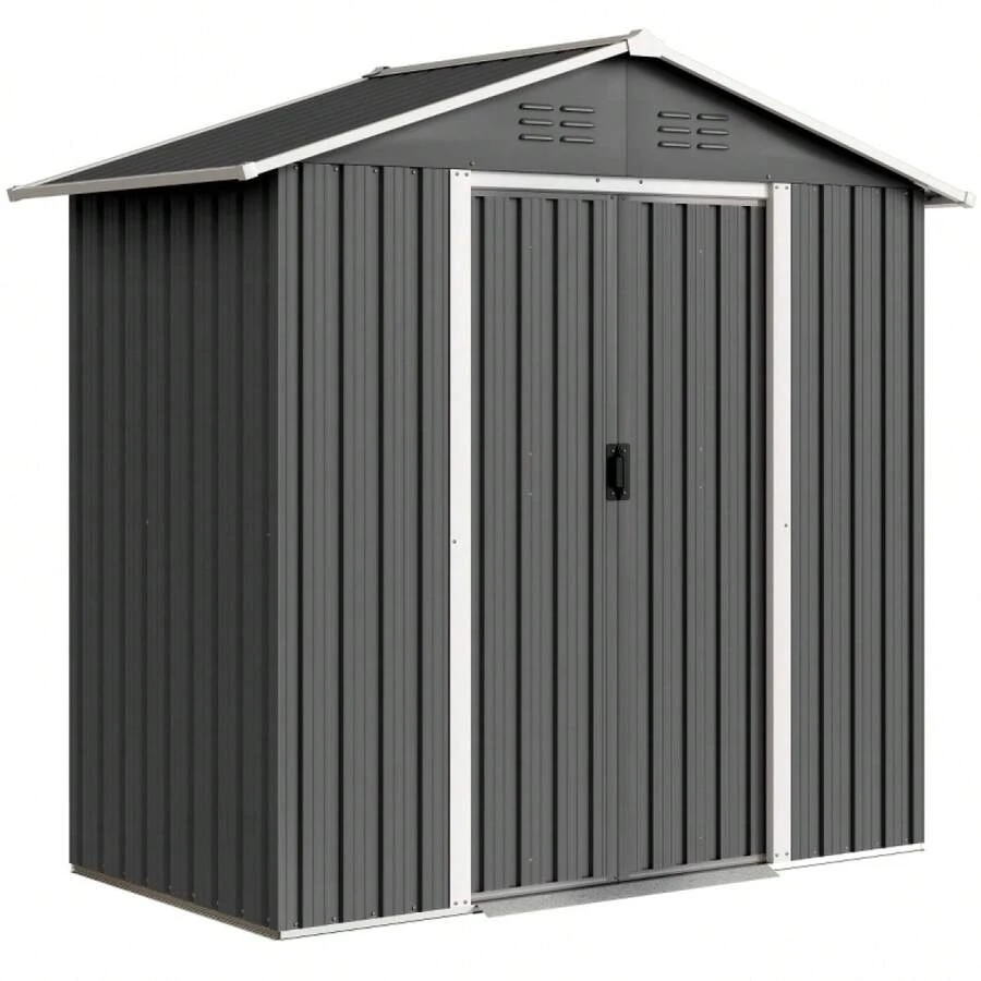6.5 X 3.5ft Metal Garden Storage Shed - Dark On-Site - 1 - View 1