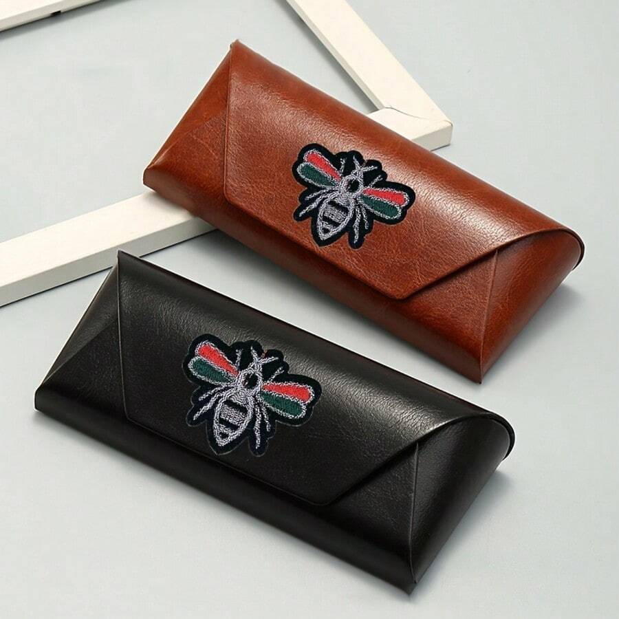 Vintage Handmade Glasses Box, Myopia Fashion Glasses Storage Box, High-End Elegant PU Leather Eyewear Case, All Seasons - Brown - View 1