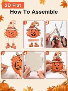 3pcs/Set 2D Autumn Pumpkin Decorative Ornaments, Halloween Tabletop Centerpiece Decor, Halloween Cabinet Decor, Halloween Party Supplies, Wall Decor, Pumpkin Design Decor, Thanksgiving Home Decor, Halloween Home Decor, Thanksgiving Gift, Autumn Decor, Autumn Gift, Pumpkin Decor - Pumpkin - View 9