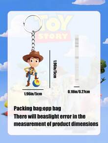 Disney Toy Story Soccer Cowboy Woody Cartoon-Shaped Keychain Pendant, Made Of Acrylic Material, Flat Cartoon Decoration, Metal Key Ring, Bag Accessory, Portable Accessory - Multicolor - View 3