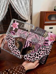 1pc Leopard Print Lily Flower Tablet Case, Compatible With IPad Mini6/7/Air/Air2/9.7/10.2/10.5/10.9 (Air4-Air8)/Pro 11/10th Gen/A16/Pro 11 2024, Double-Sided Painted Pattern, Transparent Acrylic Back Shell, Silk Texture 8-Fold Stand, Auto Sleep/Wake, Built-In Pencil Slot, Pencil Not Included, Some Models With Camera Frame - Multicolor - View 5