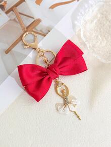 1pc New Creative Personalized Ballet Girl Pearl Bow Pendant Bag Phone Case Keychain Charm Women's Keychain - Multicolor - View 4