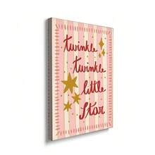 1pc Shiny Star Print Baby Room Decor, Pink Girl Room Canvas Wall Art Poster, Suitable For Home Decoration, Aesthetic Style, Frame Optional - Multicolor - View 3