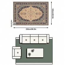 1 Buah Karpet Persia Timur Tengah Tradisional Motif Vas Biru & Merah Tua, Karpet Persegi Panjang Gaya Eksotis Klasik dari Bahan Kasmir Imitasi dengan Totem Vas di Tengah dan Detail Pinggiran Bergelombang Berlapis-lapis, Dapat Dicuci dengan Mesin, Cocok untuk Ruang Tamu/Kamar Tidur/Dekorasi Klasik Musim Gugur & Musim Dingin, Dekorasi Rumah yang Estetis - MultiWarna - View 12