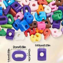 20pcs 3D Number Beads With 2 Strings, Acrylic Large Hole Flat Bubble Spacer Beads Pendant, For Jewelry Making, Keychain, Bag Decoration DIY Craft Accessories - Multicolor - View 2