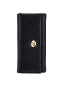 CHARM INFINITE Classic Litchi Texture Faux Leather Women's Long Wallet, Twist Lock Flap Clutch, Zipper Coin Compartment, Multiple Card Slots And Cash Slots For Smartphone, Solid Color Large Capacity Women's Clutch, Suitable For Daily Work, Dating, Holiday Gift Choice - Multicolor - View 17