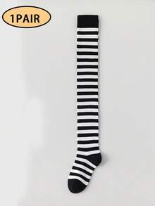 1/5 Pairs Women's Over-The-Knee Socks, Winter Warm Contrast Color Striped Slimming High-Top Slouch Socks, Suitable For Multiple Outfits, Party Wear, Christmas Wear - Multicolor - View 14