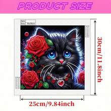 1pc DIY Diamond Painting Kit - Beautiful Cat Pattern - Round And Asymmetrical Shaped Crystal Diamond Partial Inlay Painting Design Craft, Suitable For Living Room, Bedroom, Study Room Wall Decoration Artwork - 30*30cm/11.8*11.8in - Unframed - View 4