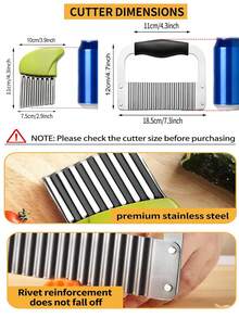 Large Wavy Slicer, Wavy Vegetable Cutter, Upgraded Stainless Steel Wavy Blade, Kitchen Wavy Slicing Tool With Shell, Suitable For Fruits, Vegetables, Salads, Carrots, Potatoes, French Fries - Multicolor - View 4