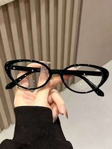 1/2 Pairs Solid Color Cat Eye Transparent Glasses, Unisex, Made Of Casual Plastic Material, Suitable For Daily Wear, Party, Street Style And Other Occasions, A Versatile Accessory Choice - Transparent - View 11