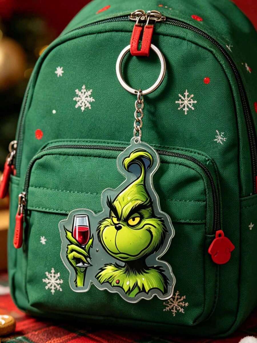 Splendor Gleclinch Lovely Holiday Bag Hanging, Acrylic Printed Key Ring Pendant With Metal Chain, Everyday With Christmas Decorations - Multicolor - View 1