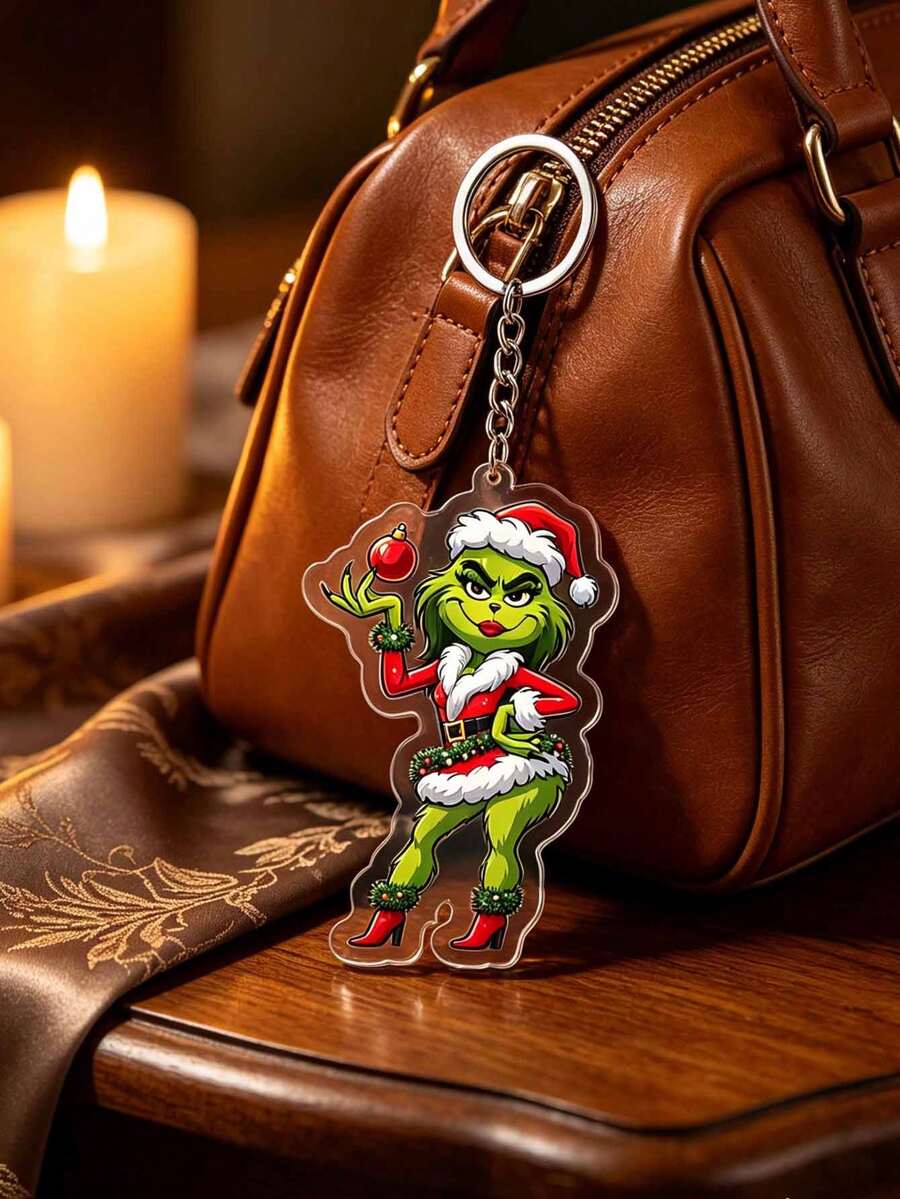 Splendor Acrylic Key Pendant, A Feminine Look In Red Santa Claus Dress, With A Christmas Ball Acrylic Pendant, Is A Collectible Gift Choice For IP Lovers - Multicolor - View 1