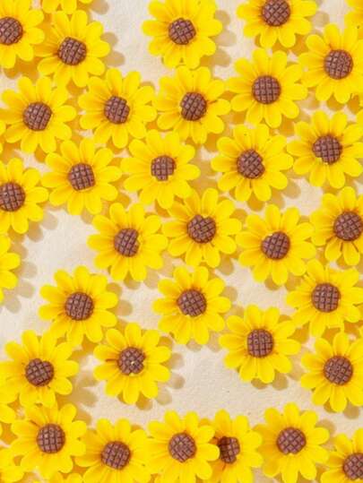 50/100pcs Sunflower Shaped Resin Decor - Resin Flower Charms, Suitable For Hair Clips, Phone Cases, Shoes, Bags And Various DIY Crafts, Perfect Christmas Gift