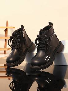 Sepatu Bot Anak, Sepatu Bot Kasual Anti Selip Satu Lapis Model Baru - Hitam - View 7