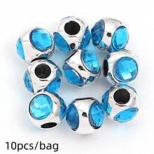 10pcs/Pack Zinc Alloy Three-Sided Rhinestone Large Hole Beads, Bohemian Alloy Loose Beads, DIY Bracelet Necklace Pendant Jewelry Making Accessories - Large-hole Beads - View 16