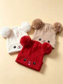 1/3pcs Solid Color Warm Rabbit Knit Hat, Suitable For Infants, Girls And Boys In Autumn/Winter, Perfect As A Cozy Home Party Gift For Babies - Multicolor - View 36