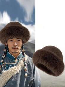 2 Pairs Women's Autumn/Winter Warm Thick Hat & Gloves Set - Fashionable Appearance, Mongolian Style Thick Design, Comfortable & Warm, Suitable For Cold Weather Outdoor Activities - A - View 8