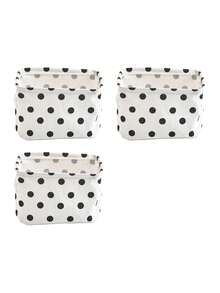 Foldable Fabric Storage Basket With Handles, Polka Dot Style Desktop Cosmetic Organizer Box, Multi-Purpose Sundries Storage For School Office Dressing Table Dorm Room, Sturdy Modern Home Decor, Gift For Students Office Workers Home Organizers - Multicolor - View 9
