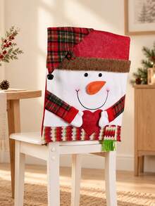 1pc Custom Heat‑Transfer Printed Christmas Motif Chair Cover, Personalized Holiday Dining Chair Slipcover With Custom Text Print Detail, 3 Style Options, Ideal Holiday Gift, For Dining Room Table Setting, Home Dinner Party And Festive Household Decor - Multicolor - View 10