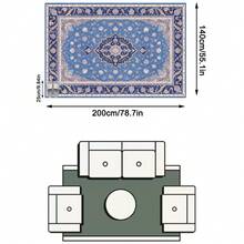 1PC Light Blue Navy Pink Floral Medallion Pattern Traditional Persian Carpet, French Vintage Elegant Style Faux Cashmere Rectangular Area Rug With Multi-Layered Serrated Center Medallion And All-Over Scattered Floral Details, Machine Washable, Suitable For Living Room Bedroom, All-Season Home Decor - Multicolor - View 11