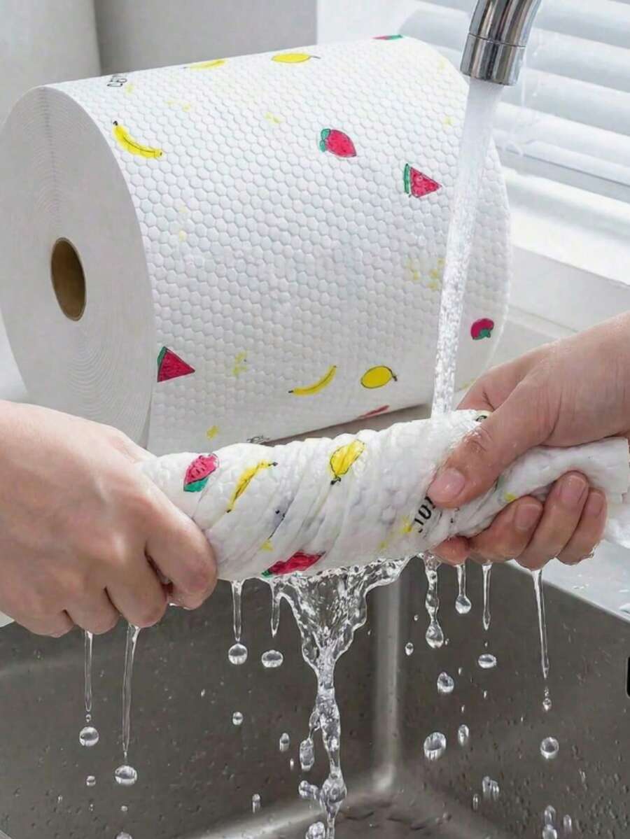 400/200/100pcs Soft Disposable Tear-Off Roll Cleaning Cloths, Dry And Wet Use Non-Woven Fabric Wipes, Suitable For Kitchen, Stove, Dining Table, Countertop, Range Hood, Dishware, Bathroom, Home Dusting, Car Interior, Office Desk Cleaning - Multi-color - View 1