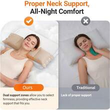 Cervical Neck Pillow For Sleeping, Ergonomic Design Bed Pillow For Side/Back/Stomach Sleeper, Dual-Height Support Pillow For Neck Uncomfortable Relief, Ergonomic Cervical Pillow ,2 In 1 Cervical Neck Pillow , Side Sleeper Cervical Neck Support Pillow - Apricot - View 8