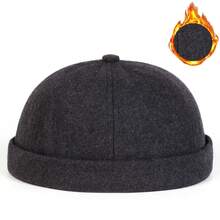 1pc Men's Solid Color Wool Felt Newsboy Cap, Outdoor Casual Black Flat Cap, Suitable For Autumn/Winter Travel, Windproof And Warm - Multicolor - View 9