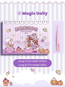 Nini Cartoon Girl Tape Sticker Book, Cute Planner Decoration Material Book, Spiral Bound Release Paper Book (Random Color) - Multicolor - View 8