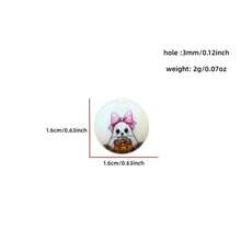 10pcs 16mm Rainbow White Ghost Print Acrylic Round Beads, Random Mixed Color Pink Bow Halloween Perforated Beads, Suitable For Pens, Bracelets, Jewelry Crafts - Random Color Mixing - View 4