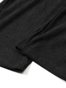 Men's Corduroy Pleated Wide Leg Pants, Button & Zipper Fly Loose Casual Business Street Style Long Trousers - Black - View 5