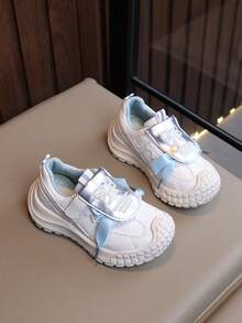 Children's New Autumn Breathable Running Sports Shoes For Girls, Embroidered Chunky Sneakers With Bowknot For Big Kids - Beige - View 5