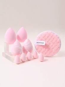 10Pcs Makeup Sponge Set,Soft Elastic Wet‑Dry Dual‑Use Cosmetic Tools For Foundation, Concealer, Makeup Removal - Pink - View 2