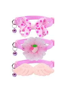 3pcs/Set Pet Cat Dog Bowtie Floral Wreath Collar With Adjustable Bell Decoration - Multicolor - View 11