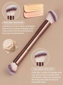 4pcs Professional Dual-Ended Makeup Brush Set - Featuring Angled And Tapered Designs For Foundation, Contour, Blush, Powder, Eyeshadow, Concealer, Highlighter, And Blending. Soft Fiber Bristles - Coffee Brown - View 7