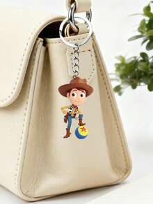 Disney Toy Story Soccer Cowboy Woody Cartoon-Shaped Keychain Pendant, Made Of Acrylic Material, Flat Cartoon Decoration, Metal Key Ring, Bag Accessory, Portable Accessory - Multicolor - View 1