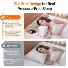 Cervical Neck Pillow For Sleeping, Ergonomic Design Bed Pillow For Side/Back/Stomach Sleeper, Dual-Height Support Pillow For Neck Uncomfortable Relief, Ergonomic Cervical Pillow ,2 In 1 Cervical Neck Pillow , Side Sleeper Cervical Neck Support Pillow - Apricot - View 7