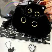 1pc Black Cat Face Pencil Case, Large Capacity Rectangular Zipper Makeup Bag Toiletry Bag, Portable Student School College Office Desktop Stationery Storage Pouch, All-Season Daily Style - Multiple Colors and Styles - View 8