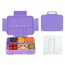 1pc Practical Portable Student Lunch Box, Multi-Compartment Large Capacity Bento Box With Utensils, Food Storage Container, Suitable For Back To School, Daily School Use, Ideal Gift For Graduation And New Year, School Essential - Multicolor - View 6