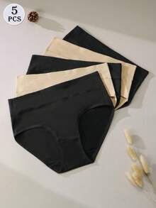 5pcs Women Mid Waist Pure Cotton Comfortable Breathable Triangle Panties - Multicolor - View 4