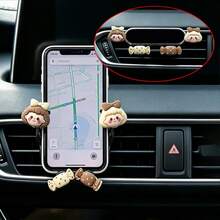Creative Cute Car Phone Holder (Beige & Brown Girl Pattern + Candy Shape) Car Air Vent Phone Navigation Mount, Car Accessory Decoration For Women, Suitable For 4.8-7 Inch Screen Phones - Phone Stand - View 4