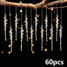 12-60pcs Christmas Tree Icicle Hanging Decorations, Transparent Colorful Acrylic Icicle Pendant Ornaments, Crystal Hanging Decor, Suitable For Christmas Tree, Winter Wedding Party Decoration - Multicolor - View 13