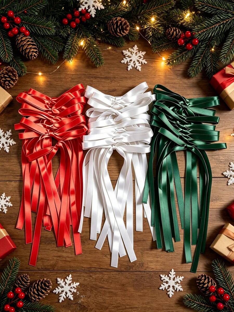 50/30PCS/5pcs Christmas Ribbon Bows For Flower Gift Packaging, Balloons And Various Decorations, Handmade Sewing Accessories Bows, DIY Jewelry Hair Accessories