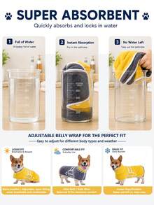 1pc Reversible Dog Absorbent Bathrobe, Plush Bathrobe, Soft And Comfortable, Quick-Drying And Adjustable, Suitable For Different Dog Breeds And Body Types, Ideal For Bathing, Swimming, Beach And Daily Care - Multicolor - View 6